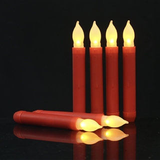 LED taper candles med flakkende flamme - 6 stk. - Rød
